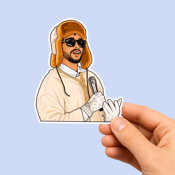 Trapper Sticker, Reggaeton Aesthetic Art, Urban Music Illustration, Y2K Latino Vibe Decal, Fur Hat Character Sticker, Waterproof Vinyl